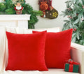 Pack of 2 Christmas Red Pillow Covers 16x16 Inch Decorative Throw Pillow Cover, Velvet Pillowcases for Couch Sofa Bed, Home Boho Decor, Modern Soft Cushion Covers