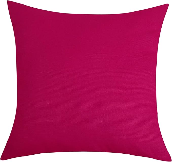TangDepot Cotton Solid Throw Pillow Covers, 16" x 16" , Brilliant Rose, 1 Count (Pack of 1)