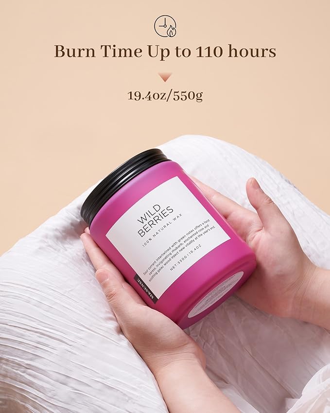 M&SENSE Wild Berries Large Soy Candles for Home Scented Organic Natural Soy Wax Candle 19.4oz 110 Hour Long Lasting, Christmas Holiday Scented Winter Gift for Bedroom Bathroom Home Decor