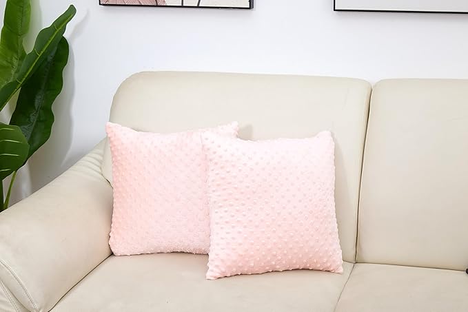 2 Packs Throw Pillow Covers, Neutral Decorative Couch Pillow Cover for Living Room Bed Sofa Rustic Farmhouse Boho Home Decor, Soft Plush Cushion Case Slipcover (Light Pink, 16"x 16")