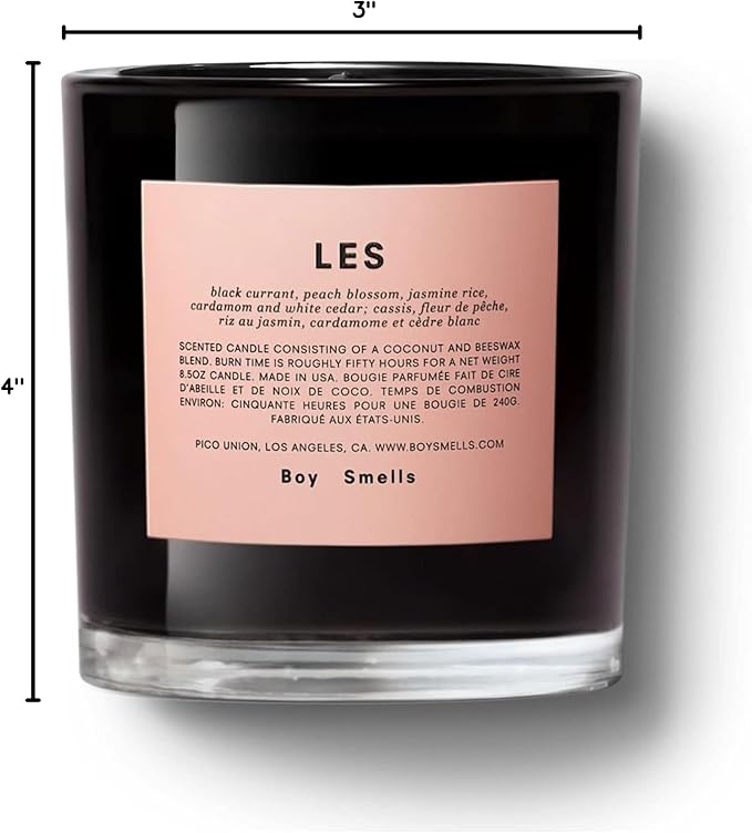 Boy Smells Les Scented Candle for Men and Women, Coconut, Beeswax, & Soy Candle Blend, Aromatherapy Candles for Home, 8.5 oz Jar, 50 Hour Burn