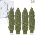 Olive Green Short Taper Candle Hummingbird CandleSticks Dripless Mini Tapered Candles for Christmas Home Decor 6 inch Set of 4