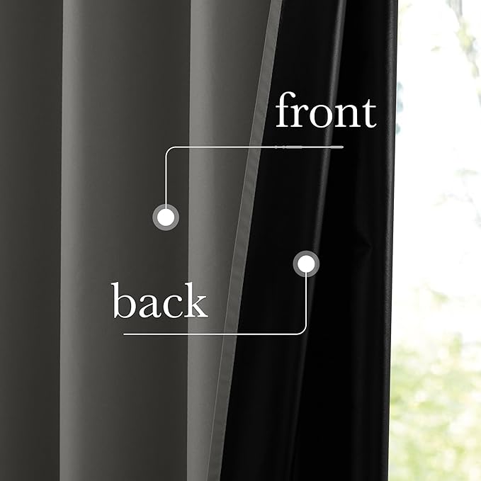 NICETOWN 100% Blackout Curtains for Living Room 96 inches Long, Grommet Thermal Insulated Window Treatment Lightweight Travels Portable Shades for Bedroom/Kids Room, Dark Grey, W52 x L96