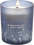 White Sage Sea Salt Scented Candle - Large Wood Wick Soy Candle 10.6 oz - Sage Candles for Cleansing House - Aromatherapy Energy Cleansing Candle