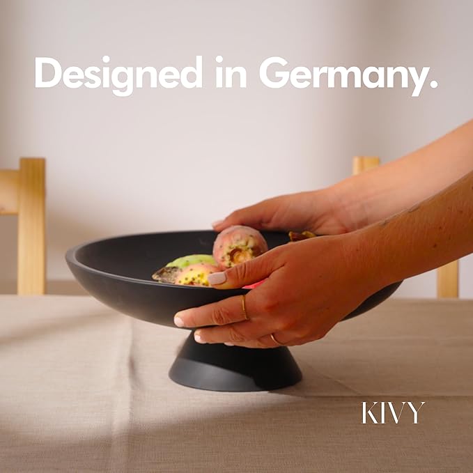 KIVY Concrete Fruit Bowl for Kitchen Counter - Large Decorative Bowl for Home Decor - Modern Fruit Basket for Entryway Table - Pedestal Bowl - Decorative Bowls for Home Decor - White Fruit Bowl Decor