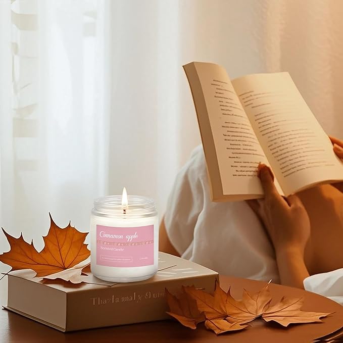 6 Pack Fall Candles for Home Scented, Fall Scented Candles for Women Gifts Autumn Home Decor, Natural Non Toxic Soy Candle Set Pumpkin/Cinnamon Apple/Vanilla/Lavender/Sage/Eucalyptus
