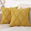 decorUhome Throw Pillow Covers 22x22 Inch Set of 2, Soft Plush Faux Fur Wool Mustard Yellow Couch Pillow Covers, Decorative Neutral Pillow Cases for Bed Sofa Living Room Home Decor