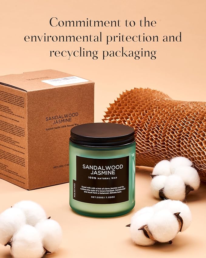 M&SENSE Eucalyptus & Mint Candles for Home Scented, Clean Non Toxic Aromatherapy Candle Gift 7.05oz 50 Hours Burn for Stress Relief Meditation Yoga Relaxing SPA