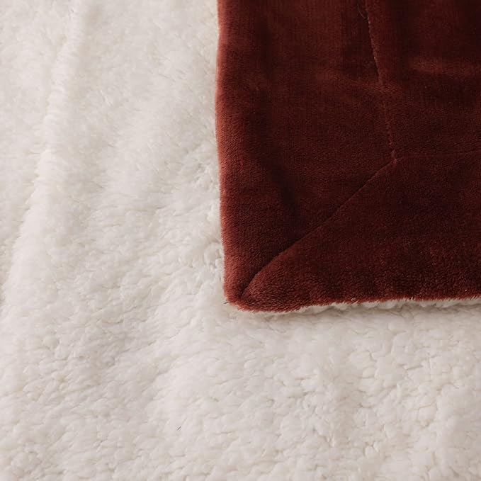 NANPIPER King Size Sherpa Blanket, Soft Fleece Throw for Bed, Reversible Thick Fuzzy Blanket for Winter (Brown, 90x108 inches)