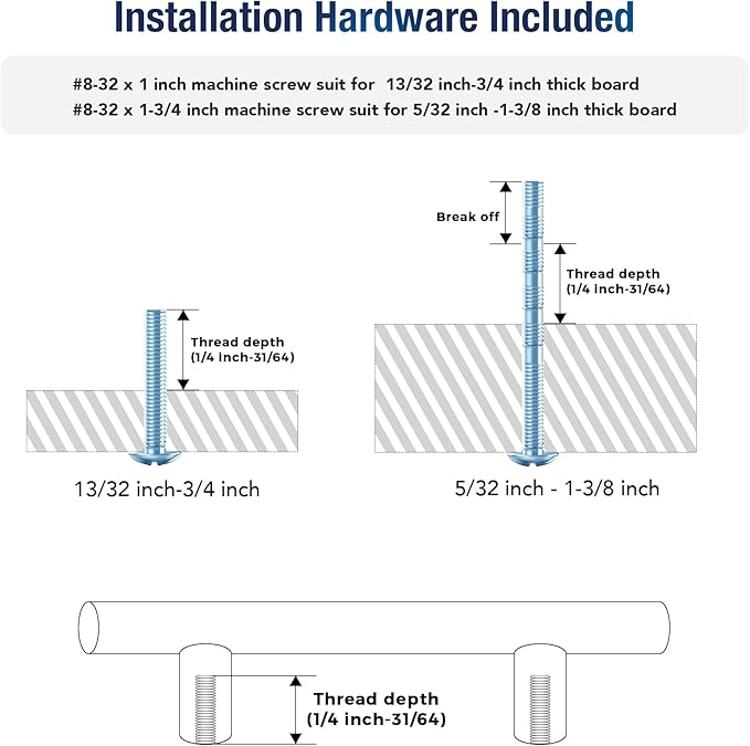 JOY DECOR 20 Pack Cabinet Handles, Gold Cabinet Pulls, 5 in Hole Center Kitchen Cabinet Handles, Stainless Steel T Bar Handles for Dresser Drawers