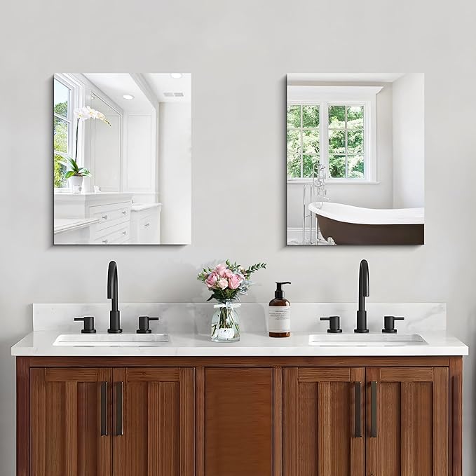 Frameless Mirror 16"x20", Rectangle Bathroom Mirror, Shatterproof Vanity Mirrors Polished Edge, Unframed Mirrors for Wall Hangs Horizontally or Vertically for Home Gym Bedroom Living Room