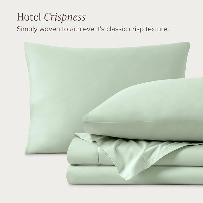 Bare Home 100% Organic Cotton Queen Sheet Set - Crisp Percale Weave - Lightweight & Breathable - Bedding Sheets & Pillowcases (Queen, Willow)
