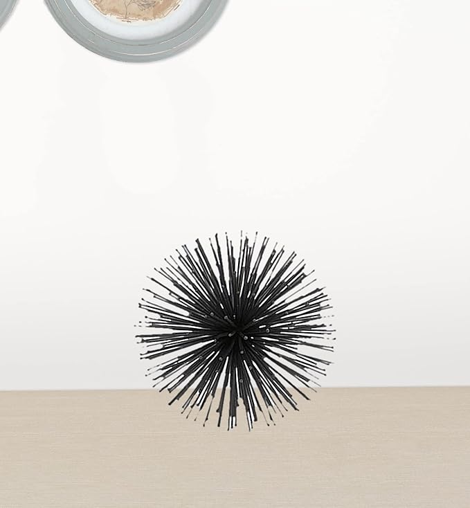 Modern Day Accents 5367 Erizo Urchin Small Black Sphere, Coffee Table Room Decor, Black Decor, Table Decor, Shelf Decor, Modern Decor, Starburst Centerpiece, Spike Ball Decoration, Home, 6" D