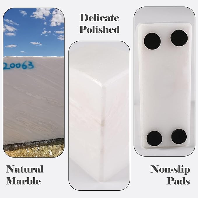 Marble Bookend for Shelves, Non-Skid Bookends for Heavy Books, Heavy Duty Book Stopper for CDs, Luxury Book Shelf Holder, Quarter Circle Design Book Ends Decorative, Namib Fantasy, Set of 2