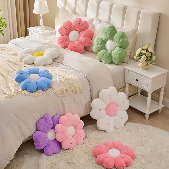 Flower Pillow,Cute Daisy Pillow 15.7In Yellow Flower Shaped Plush Throw Pillow Decorative Cushion for Home Bedroom Sofa Chair Couch Decor