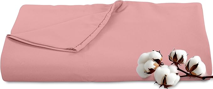 Royale Linens 300 Thread Count 100% Long Staple Combed Cotton Flat Sheet - Super Soft - Top Sheets - Full Flat Sheet Sold Separately - Breathable, Cool & Crisp Percale Sheets Only (Full, Pink)