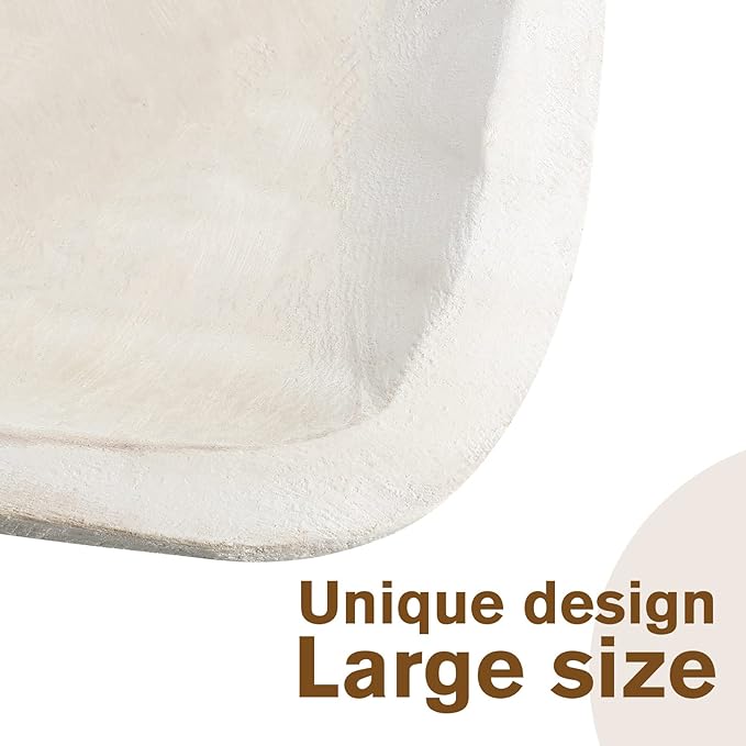 Large Wooden Dough Bowl Decorative Wooden Bowl Rustic Long Dough Bowls Decor for Farmhouse Home Dining Table Centerpiece Living Room Kitchen Decorations(10 x 6 Inch,White)