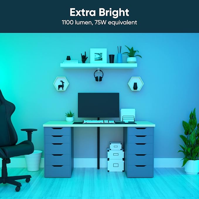 Wyze Bulb Color, 1100 Lumen WiFi RGB and Tunable White A19 Smart Bulb, Works with Alexa and Google Assistant, Four-Pack
