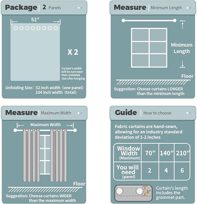 BGment Blackout Curtains - Grommet Thermal Insulated Room Darkening Bedroom and Living Room Curtains, Set of 2 Panels (52 x 45 Inch, Frosty Green)