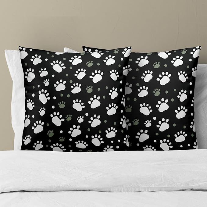 Paw Print Throw Pillow Covers - Dog Cat Paw Pillow Cases 18x18 for Porch Patio Indoor Outdoor Home