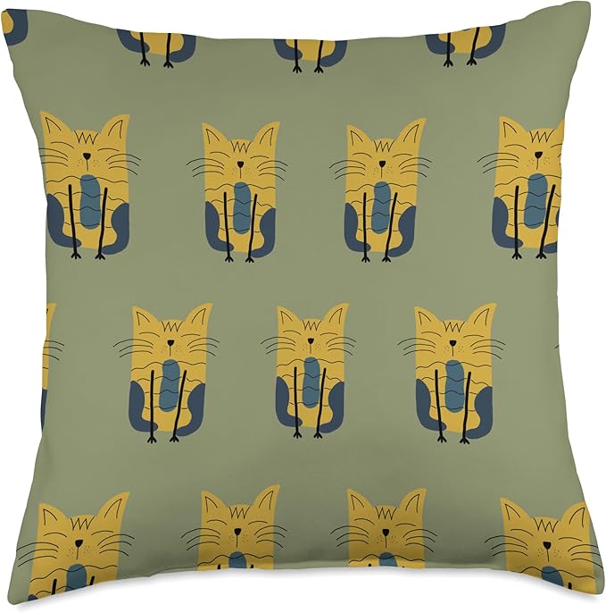 Cute Scandinavian Animals Designs Scandinavian Cat Boho Pattern Throw Pillow, 18x18, Multicolor
