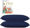 Carressa Linen 100% Egyptian Cotton Pillow Cases King Size Set of 2 - Luxury 1500 Thread Count Sateen Navy Blue Pillow Covers, Soft & Breathable 5 Star Hotel-Quality Pillowcases, Fits King Pillows