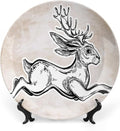 XISUNYA 6 Inch Decorative Plate, Antler Decor Ceramic Stoneware, Magical Creature Running Sketch Mythology Print Ceramic Wall Hanging for Home Office Party Dinner Table Decor