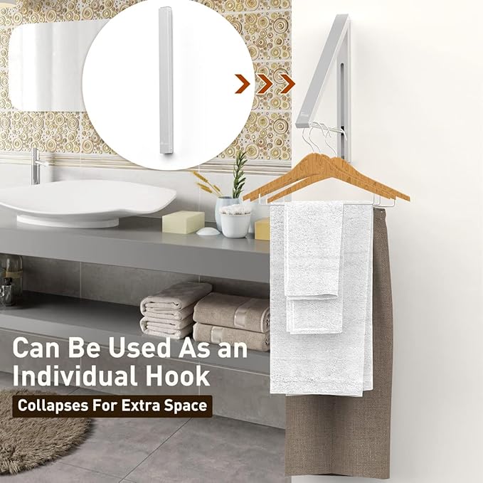 Wall Mounted Drying Rack Clothes Hanger Folding Wall Coat Racks Aluminum Home Storage Organiser Space Savers