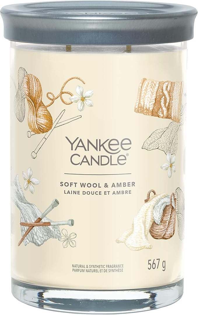 Yankee Candle Signature Scented Candle | Soft Wool & Amber Large Tumbler Candle with Double Wicks | Soy Wax Blend Long Burning Candle | Perfect Gifts for Women