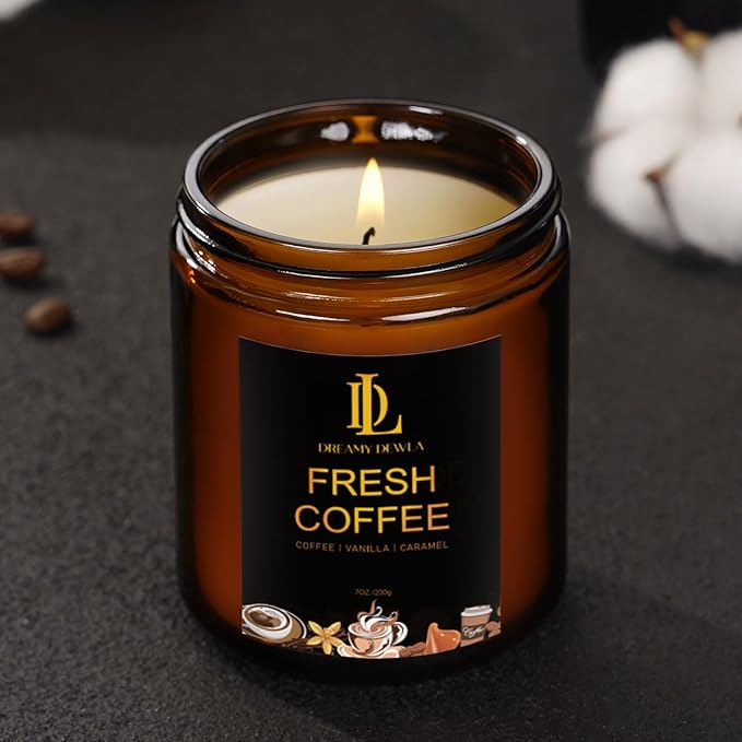 Fresh Coffee Candles, Coffee Scented Candle, Natural Soy Candles for Home Scented, Long Lasting with 50 Hour Burn Time, Gifts for Men Women