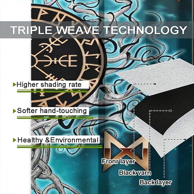 Viking Curtains Viking Totem Curtains Ancient Scandinavian Bedroom Living Room Decoration 2 Panel Groups W84 * L84 Inch