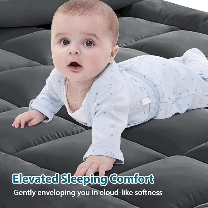 CYMULA Full Size Mattress Topper - Extra Thick Cooling Mattress Pad Cover for Back Pain - Soft Mattress Protector Firm Bed Topper Pillow Top with 8-21 Inch Deep Pocket 3D Snow Down Alternative Fill