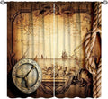 Pirate Map Curtains, Nautical Theme Old Ancient Treasure Map Secret Sea History Pattern Blackout Window Drapes for Kids Boys Bedroom Living Room 42x54 Inch