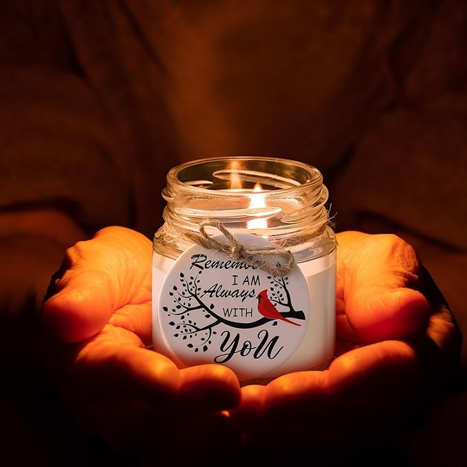 Tondiamo 20 Pcs Memorial Cardinals Candle Favors Bulk Memory of Loved One Sympathy Jars Candle Cardinal Bereavement Gifts for Loss of Mom Father Remembrance