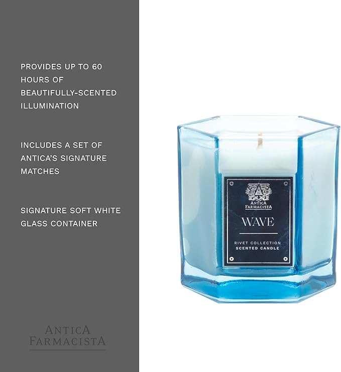 Antica Farmacista Three-Wick Candle - Decorative Home Candle - Long-Lasting & Premium Scented - Luxury Gift - Wave, 9 oz