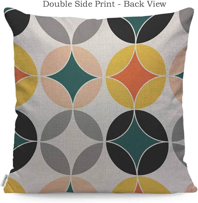 WONDERTIFY Pillow Cover Modern Mid Century Circles Repeat Pattern - Soft Linen Pillow Case for Decorative Bedroom/Livingroom/Sofa/Farm House,Couch Pillow Cushion Covers 18x18 Inch 45x45 cm