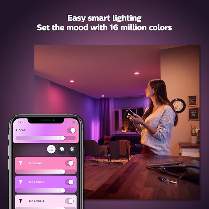 Philips Hue White & Color Ambiance BR30 LED Smart Bulb, Bluetooth & Zigbee Compatible (Hue Hub Optional), Compatible with Alexa & Google Assistant, New Version, 1 Bulb