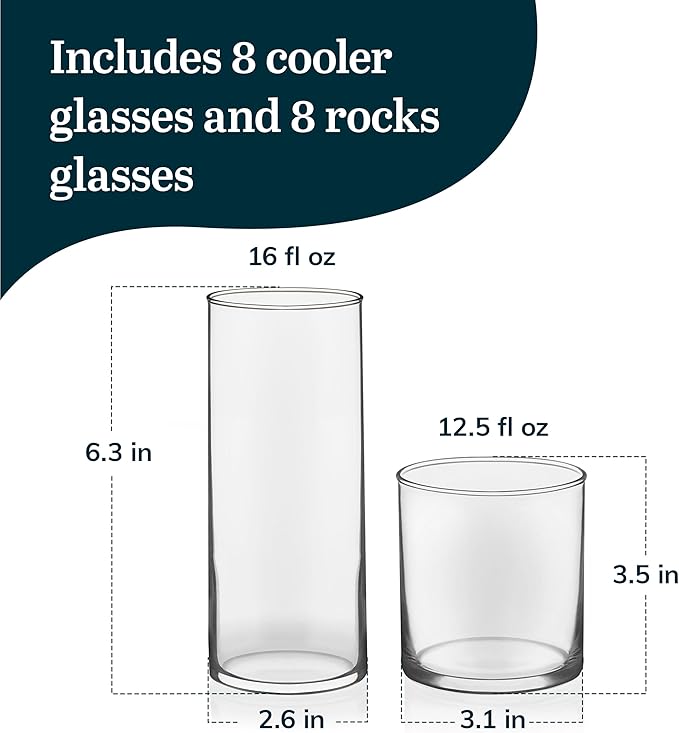 Libbey Miles 16 Piece Tumbler and Rocks Glass Set