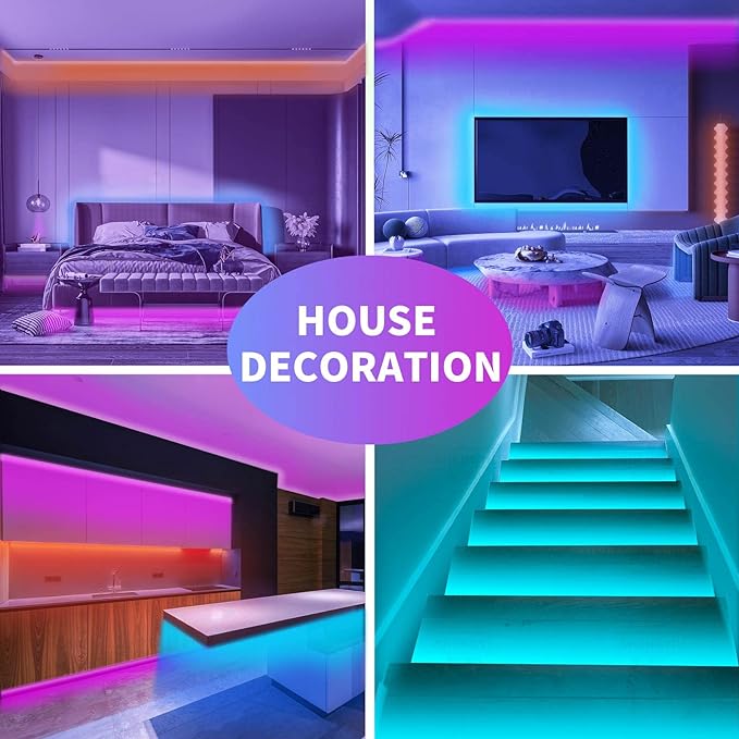 KSIPZE 200ft (2 Rolls of 100 ft) Led Strip Lights RGB Music Sync Color Changing Bluetooth Led Lights with Smart App Control Remote Led Lights for Bedroom Room Lighting Flexible Home Décor