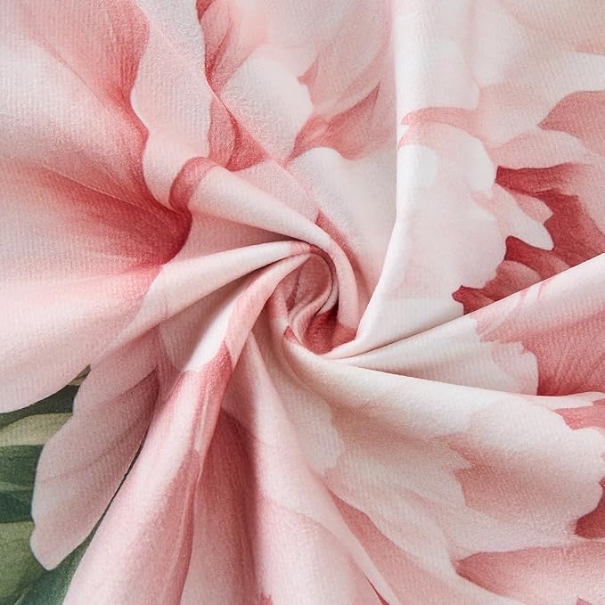 Pink Floral Throw Pillow Covers 20x20 Set of 2, Decorative Peony Flower Cushion Cases, Soft Plush Pillow Covers for Farmhouse Sofa Couch Bed Home Decor