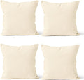 Encasa XO Throw Pillow Covers 18x18 in Set of 4 Natural | No Inserts | Cotton Pillow Covers for Living Room, Bed, Sofa, Couch | Decorative Cushion Covers with Improved Zipper