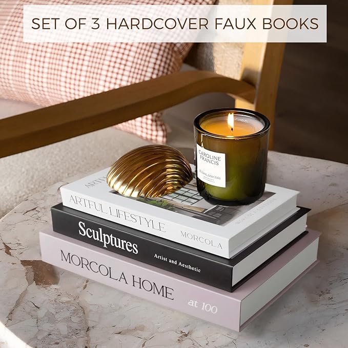 Set of 3 Decorative Books for Home Decor,Mid Century Modern Faux Decor Book for Decoration,Fake Books for Coffee Table/Bookshelf/Mantel Decor,Photo Storage or Keepsake Box (Black)