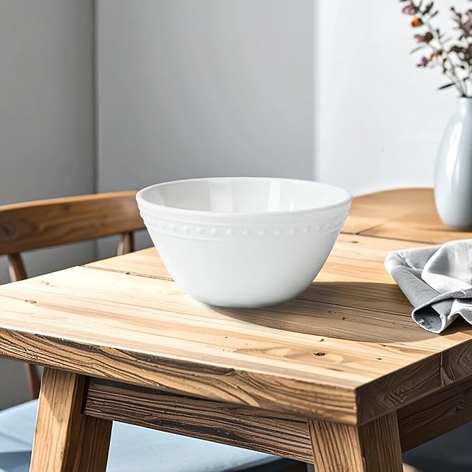 Melamine Bowl Set, Basic White Soup Bowls Set, 6 inch, 24oz All purpose/Soup/Salad Bowls Set of 6, Unbreakable Durable, Dishwasher Safe, BPA Free - Perfect for Soups, Salads & Entertaining