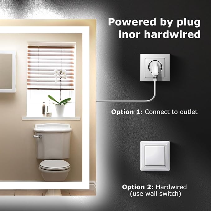 30X36 LED Bathroom Mirror with Lights, Anti-Fog, Dimmable, Backlit + Front Lit, Smart Bathroom Vanity Mirror, Memory Function, Shatterproof, Tempered Glass (Horizontal/Vertical)