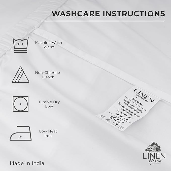 Linen Home 100% Cotton Percale Weave Fitted Sheet, King Size, Iris Lilac, 1 Deep Pocket Fitted Sheet, Fits Mattress Upto 16" Crisp and Cool Strong Bed Linen, 78"X80"+15"