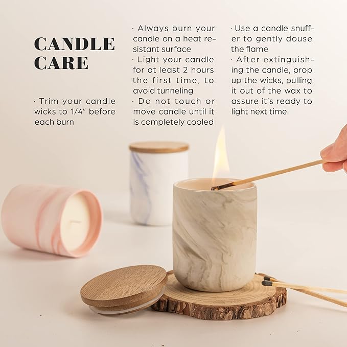Candle Gift Set, 10% Essential Oil, 3 Pack-Japanese Cherry Blossom,Vanilla Caramel,Sea Salt Rose with Heat-Resistant Ceramic Jar, Scented Candle for Home Scenetd, Soy Wax Candle Gifts for Women