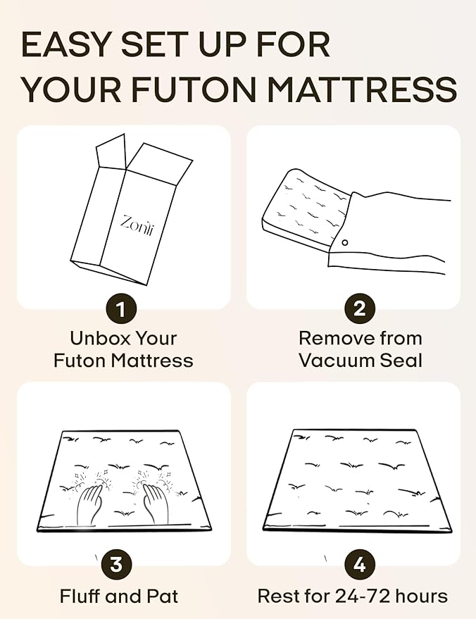 ZonLi Japanese Floor Futon Mattress Twin Size 75"x 39", 100% Cotton Cover 4'' Thicken Tatami Mattress, Foldable Sleeping Pad, Portable Dormitory Tatami Mat, Roll Up Floor Lounger Bed for Adult