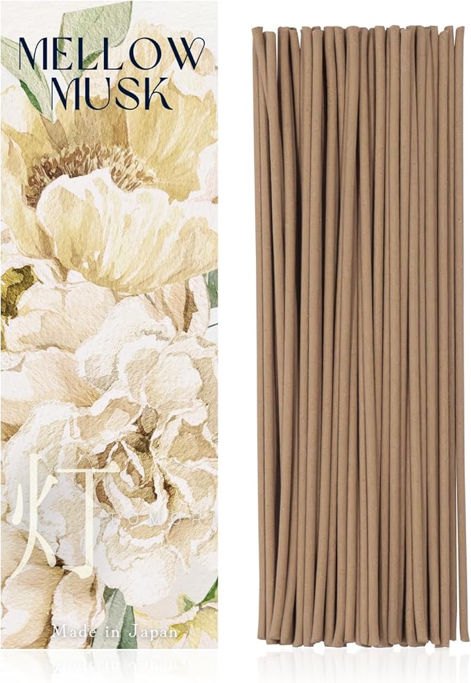 Luxury Japanese Incense Sticks 60sticks Mellow Musk White Musk Bergamot Vanila Coreless Low Smoke Natural Charcoal Free Non Toxic Aromatherapy Meditation Calming Stress Relief Relaxation Yoga TOMORI