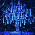 Aukora Christmas Lights Outdoor，LED Meteor Shower Lights 11.8 inch 8 Tubes 192leds Rain Drop Light, Icicle Snow Falling Light for Christmas Tree Halloween Party Holiday Thanksgiving Decoration(Blue)