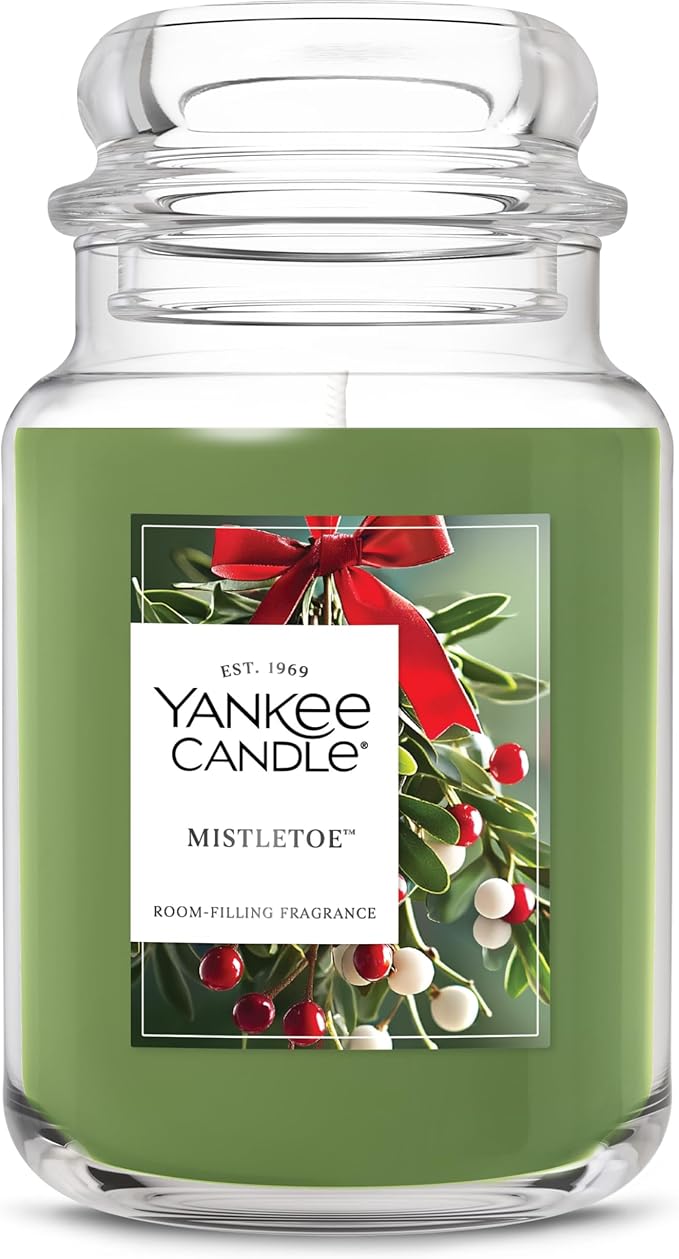 Yankee Candle Mistletoe Scented Candle, 22oz Large Jar with up to 150 Hour Burn Time, Giftable, Holidays